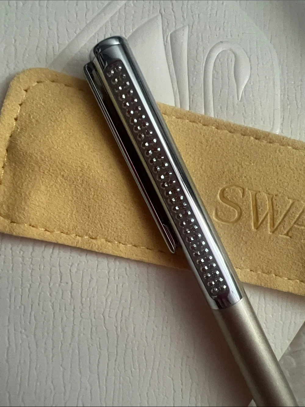 Swarovski Champagne-Tone Ballpoint Pen with Crystal-Studded Cap